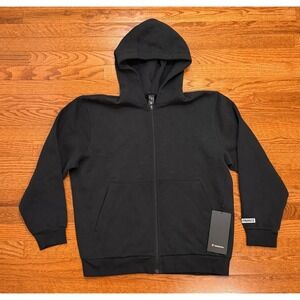 Lululemon Steady State Full-Zip Hoodie Mens Small Black Fleece Tec Finance Logo